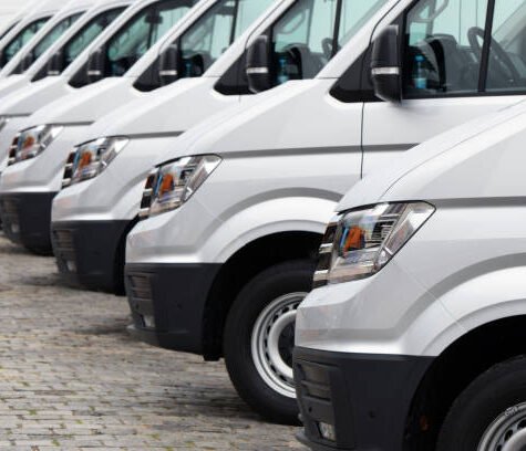 Asset3 Hamburg, Germany - 30 August, 2018: Delivery vans Volkswagen e-Crafter parked on the parking. Today this model is one of the most popular electric LCV vehicles in Europe.