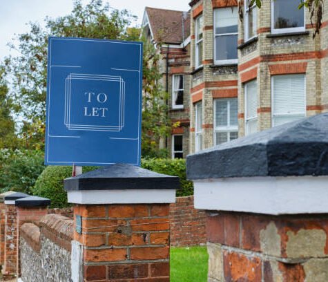 Eastbourne, England - Oct 25, 2020: To Let Real Estate Sign Eastbourne, England - Oct 25, 2020: To Let Real Estate Sign